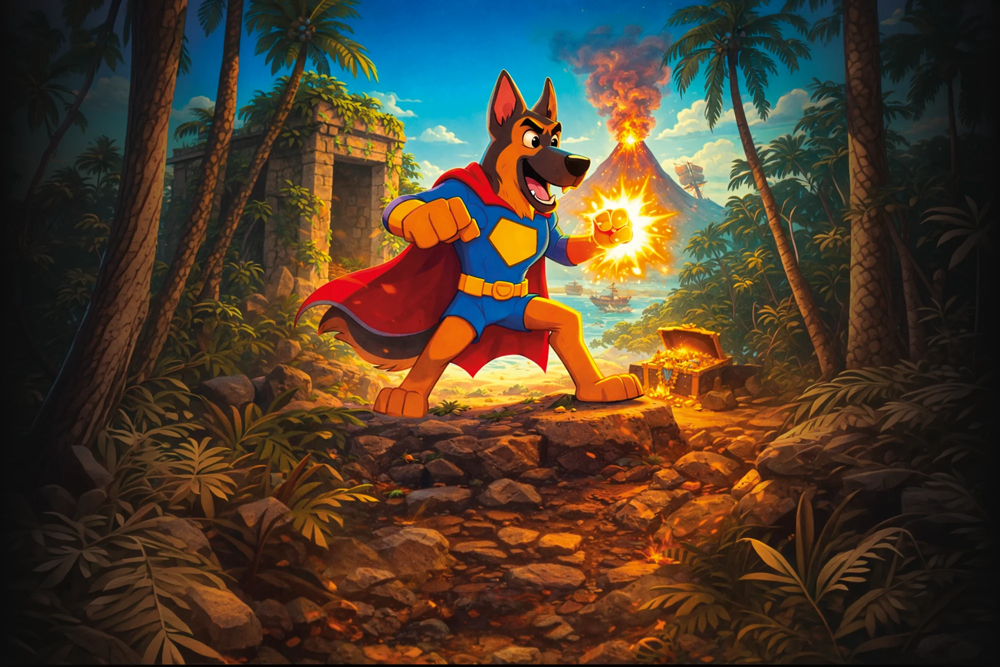 Décor coloré de la chambre animée Tuils’Heroe au gîte La Tuilerie du Cinéaste