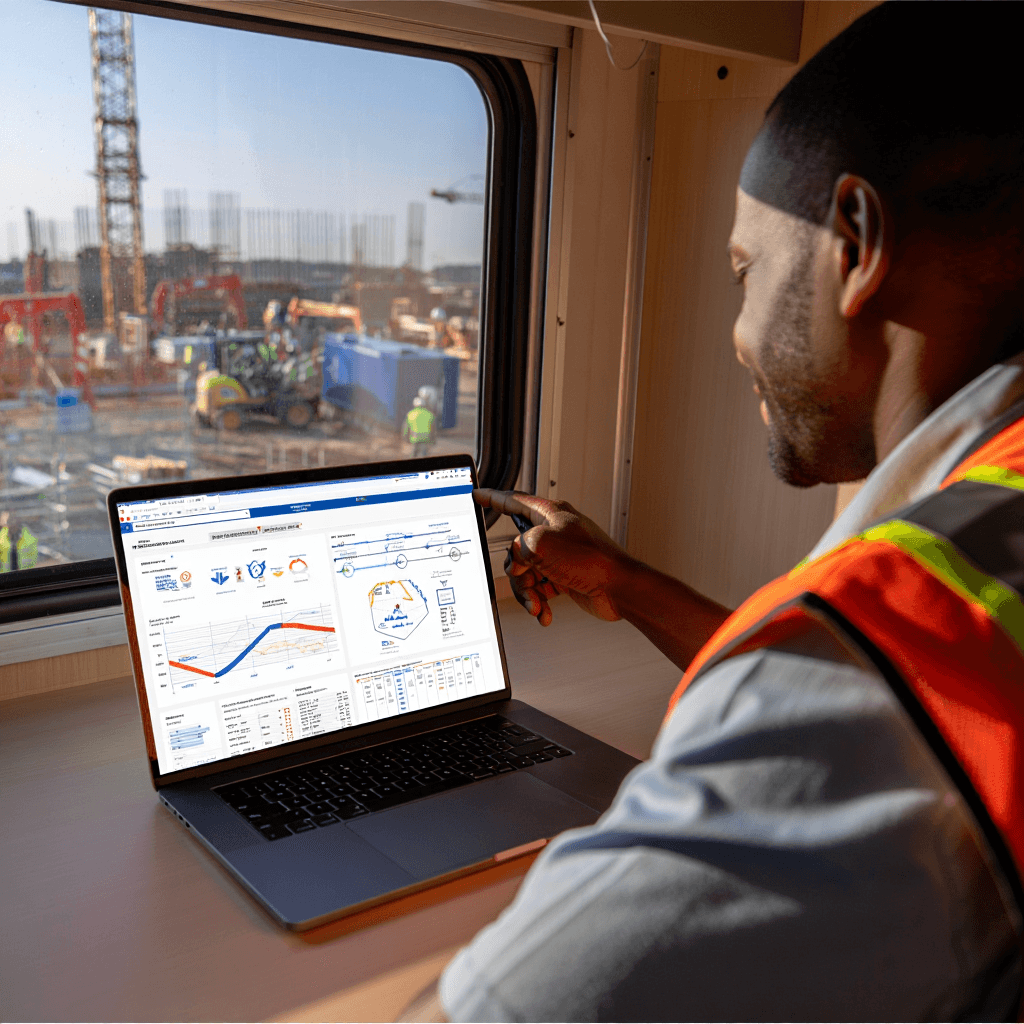 Man viewing Tyros® dashboard on mobile app to monitor report status and operational updates