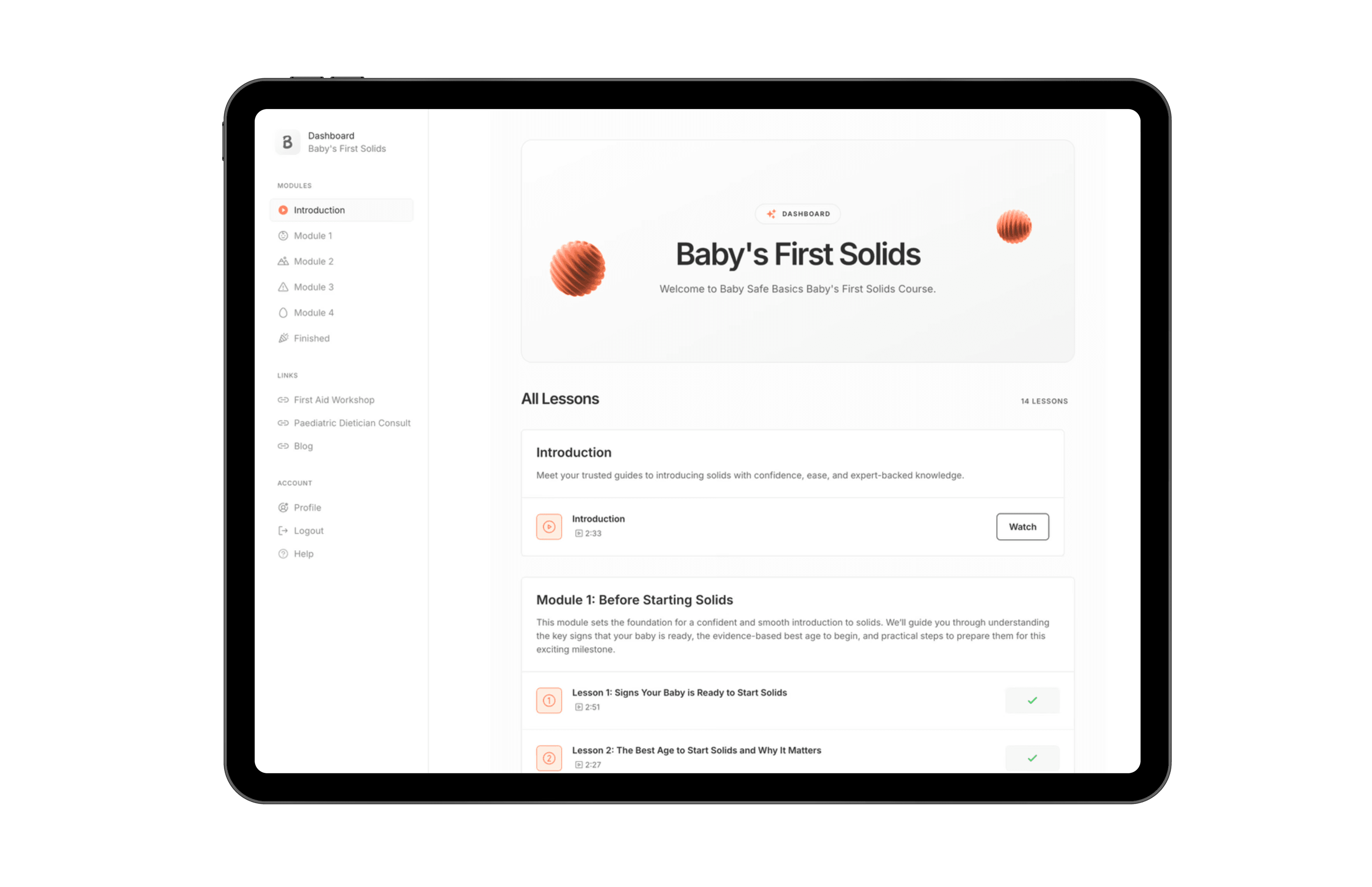 Ipad Preview of Baby's First Solids Screen