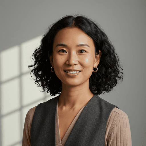 Portrait of Sarah Chen, Founder and CEO of The Bloom, smiling in natural light