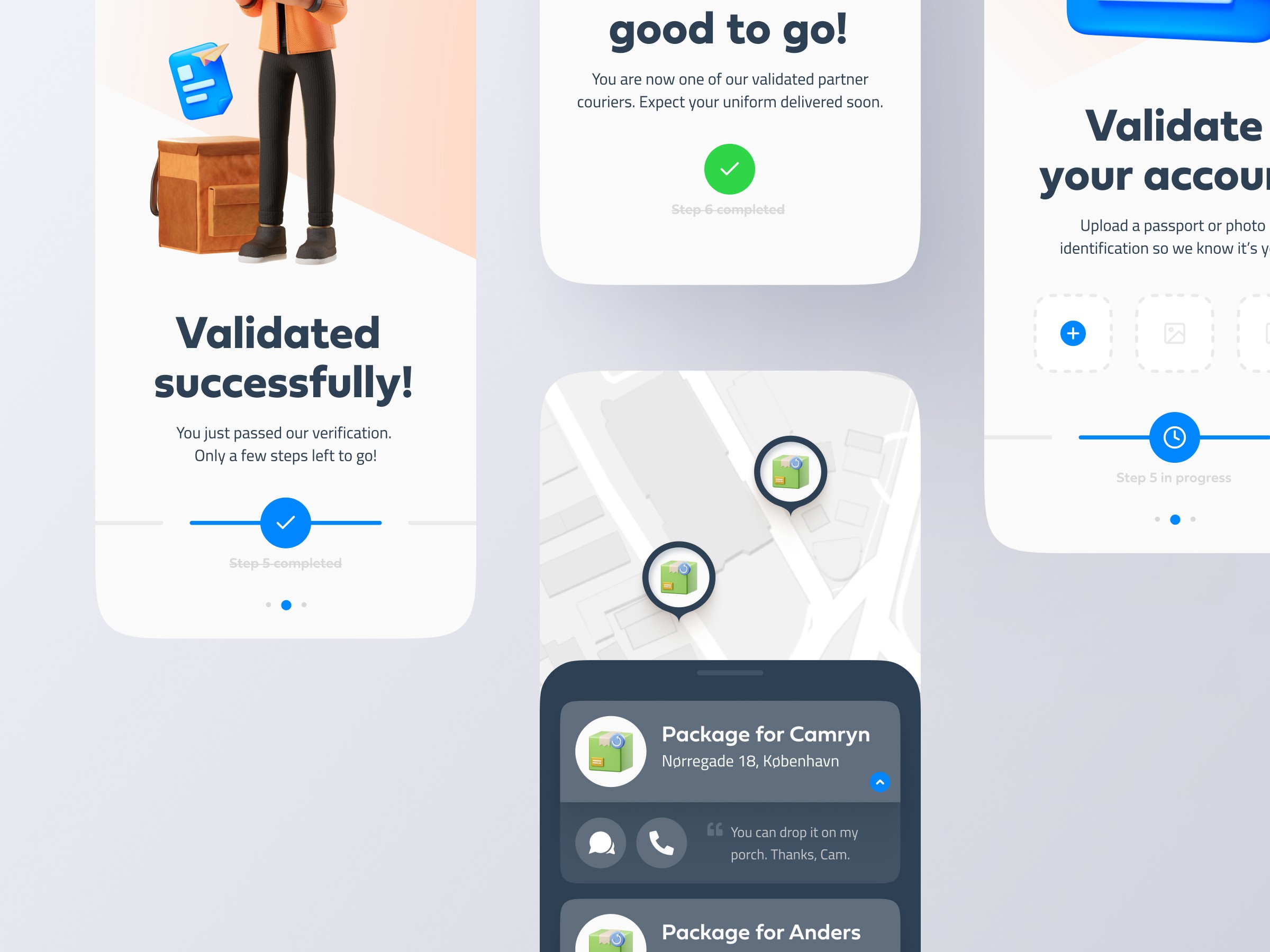 delivery onboarding mobile app ui ux for figma free freebie 3d icons