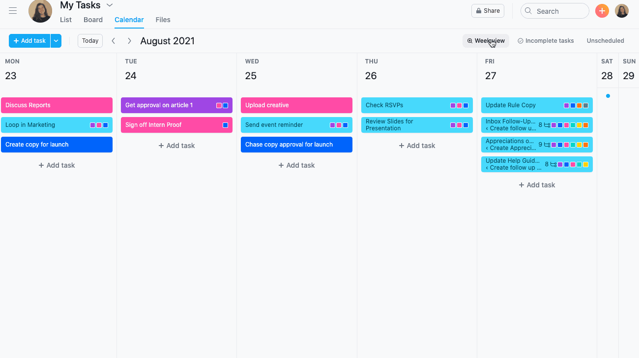 Asana's timeline for project tracking