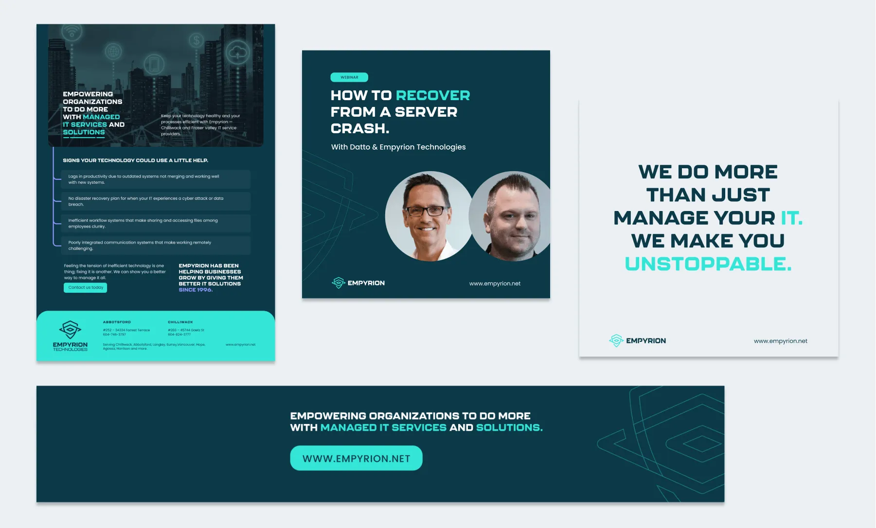 Empyrion Technologies website section highlighting tHAN hINT mANAGE yOUOT