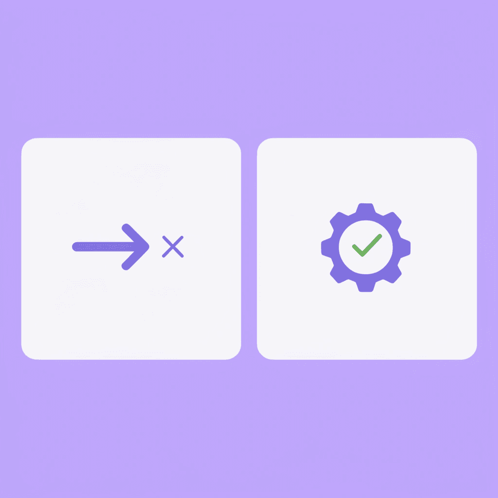 Before and after comparison showing passive AI predictions transforming into active automated business decisions