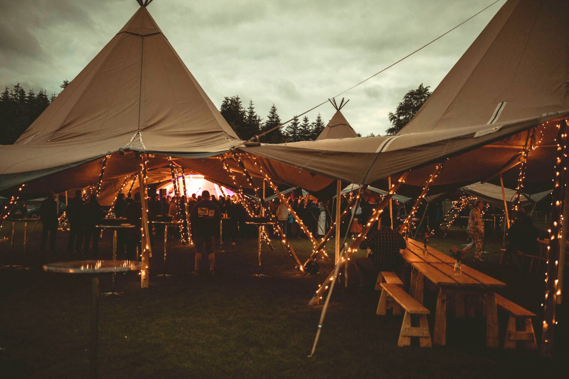 Drone shot of a running track at night