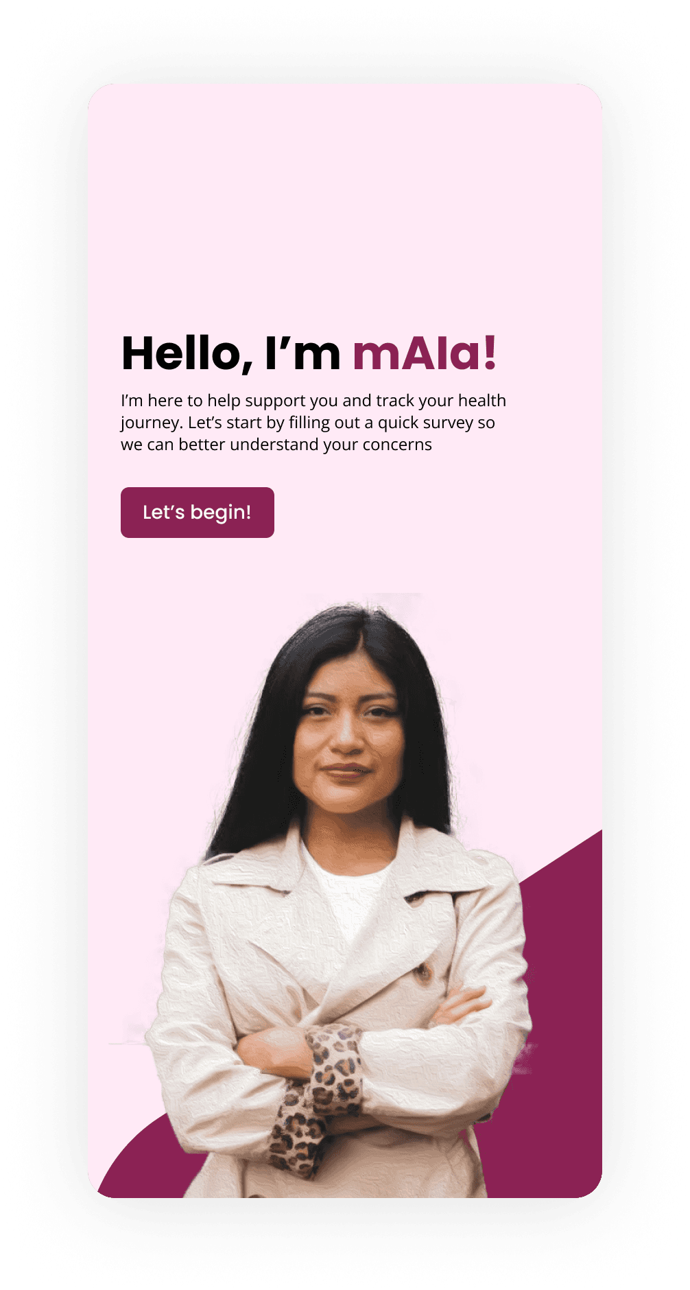 showing welcome screen in app mockup
