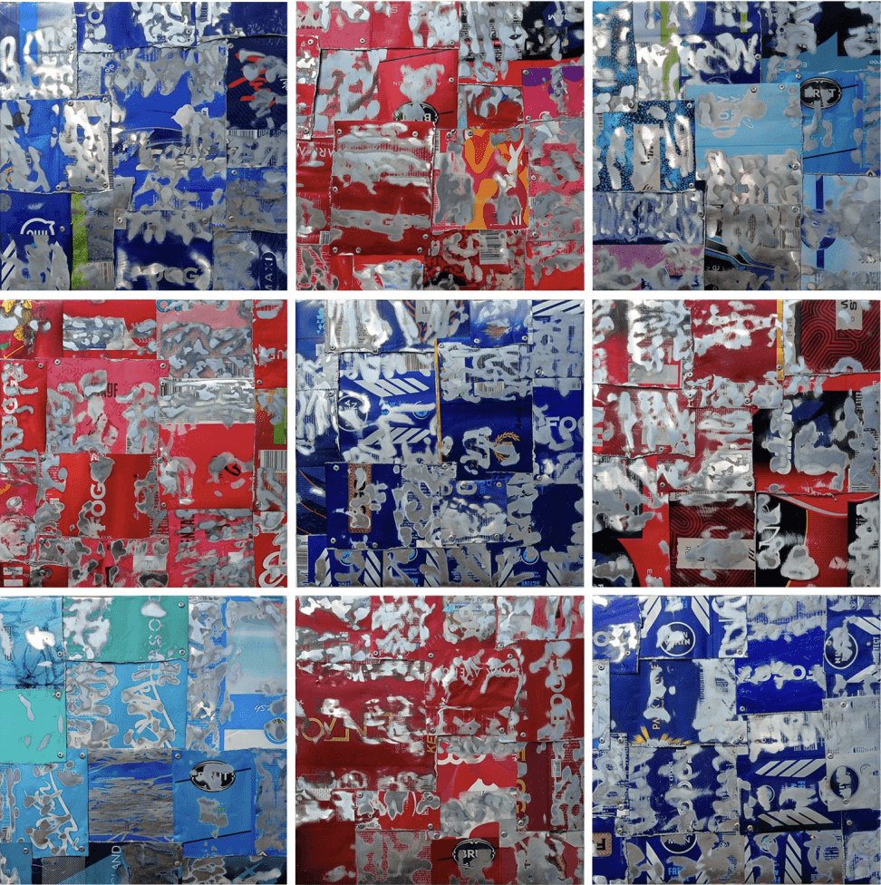 herd of sheep on road painting