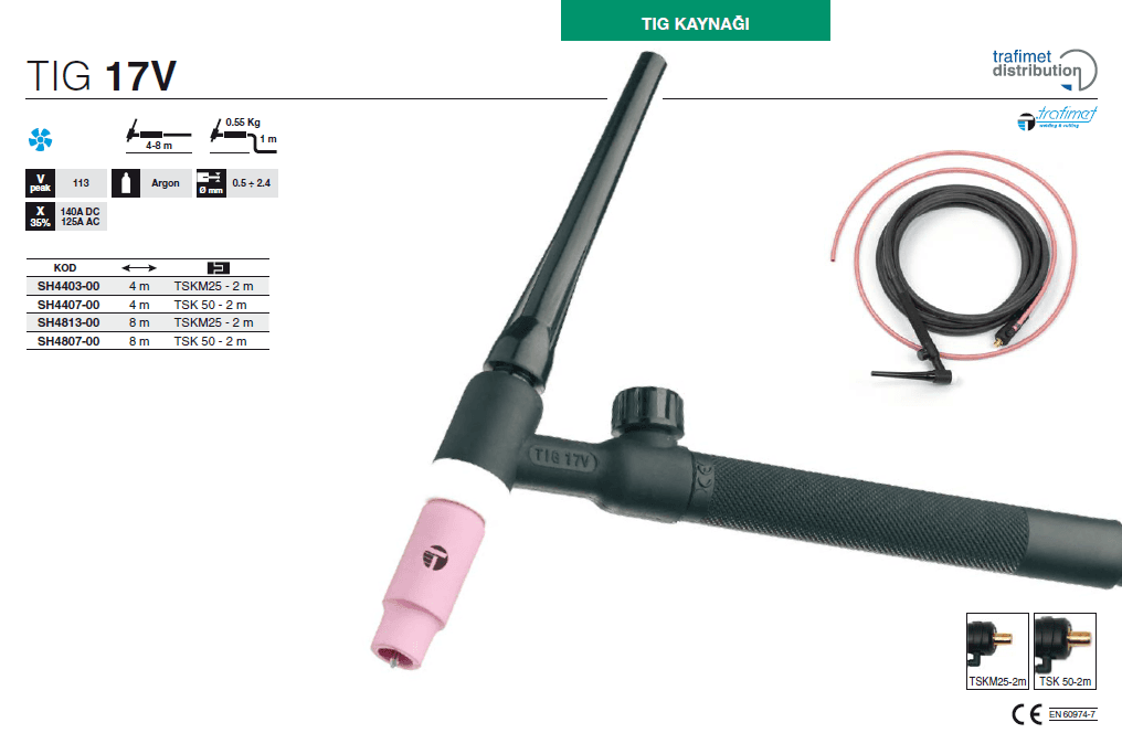 Trafimet Tig Torç ERGOTIG 17 Vanalı