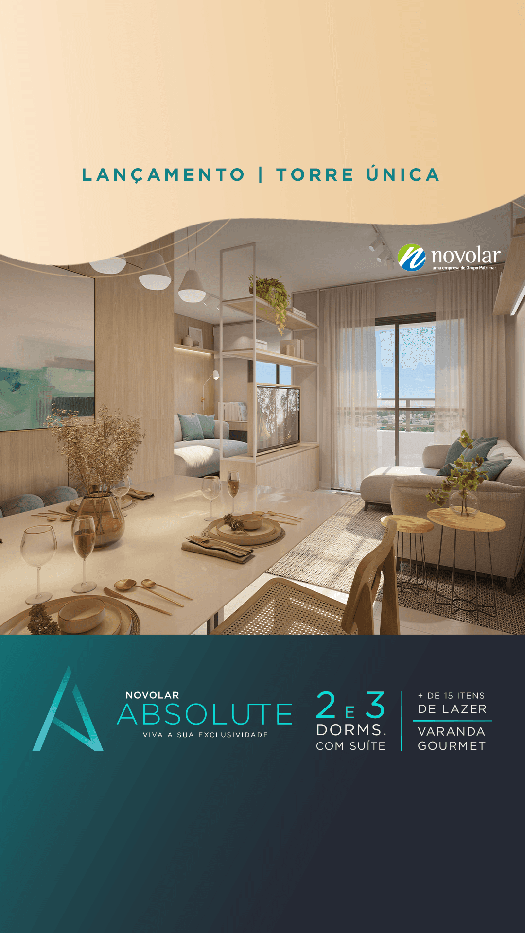 Curved modern skyscraper against a clear blue sky.