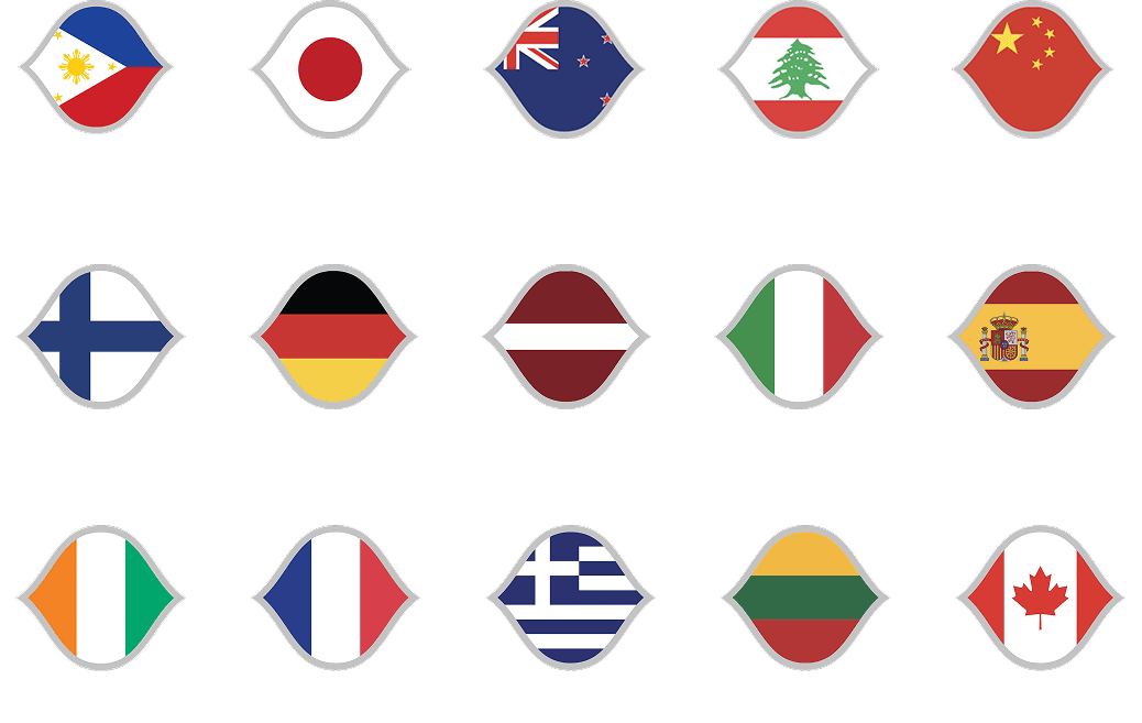 Stylized flags of all competing countries