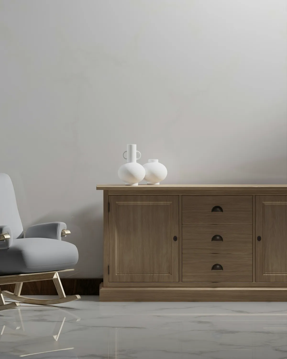 Four-door sideboard in smoked oak, in a room