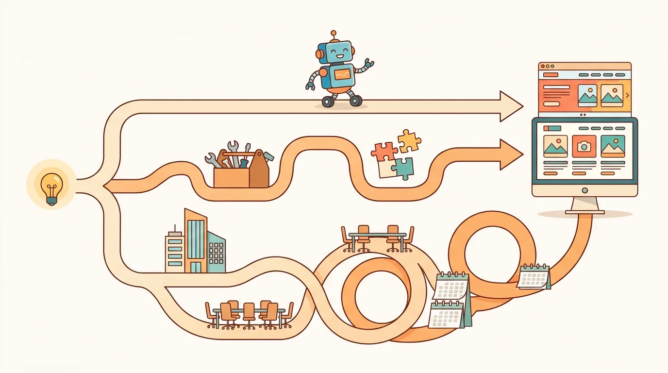 How long it takes to build a website with an AI agent, a website builder, or an agency