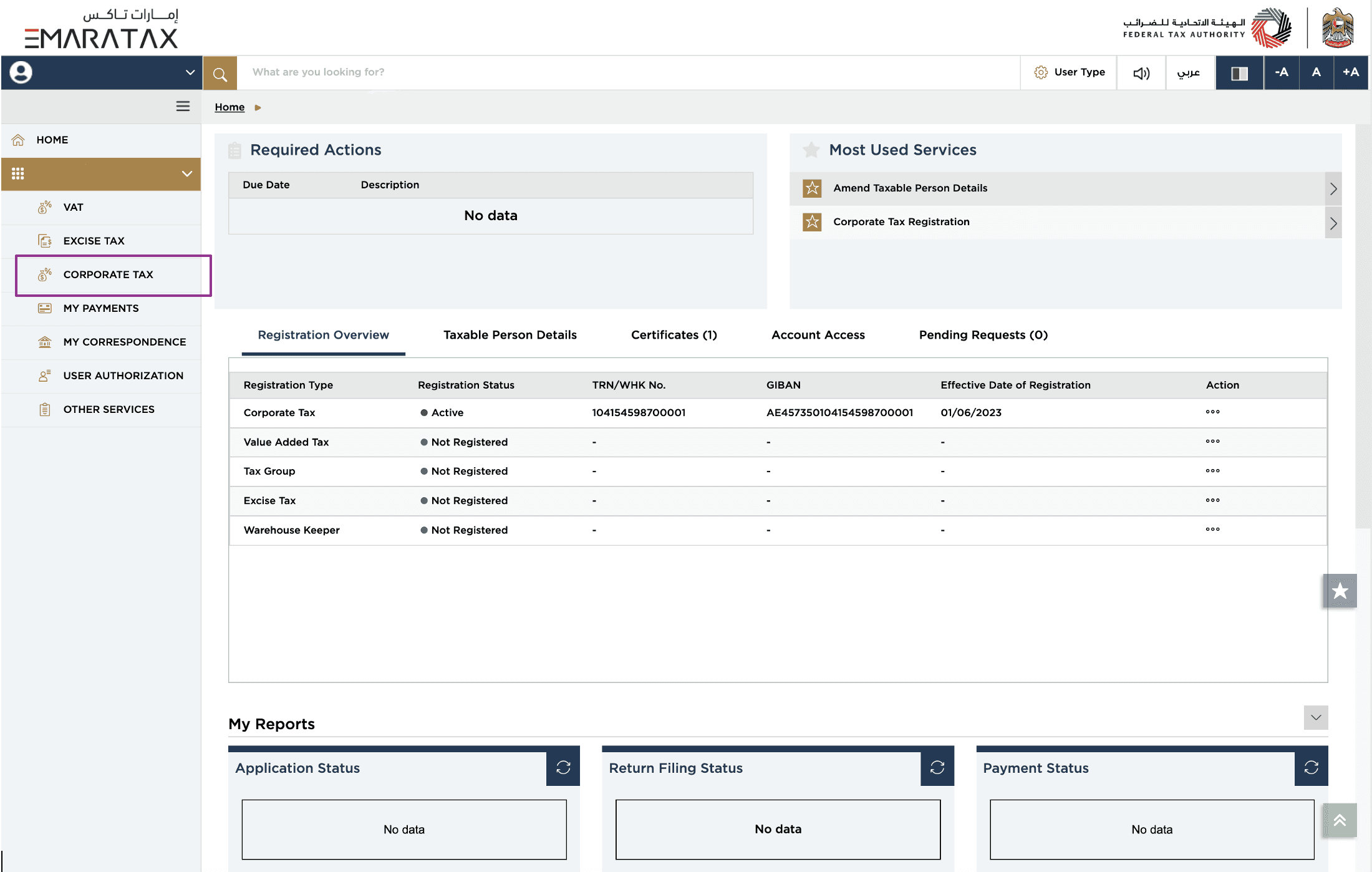 Select Corporate tax