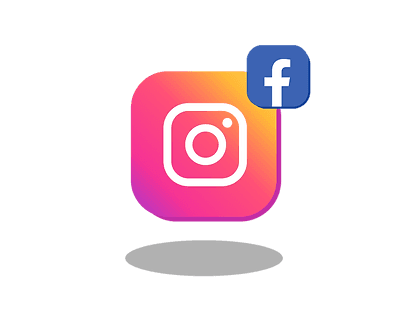 Instagram logo with Facebook logo on top right