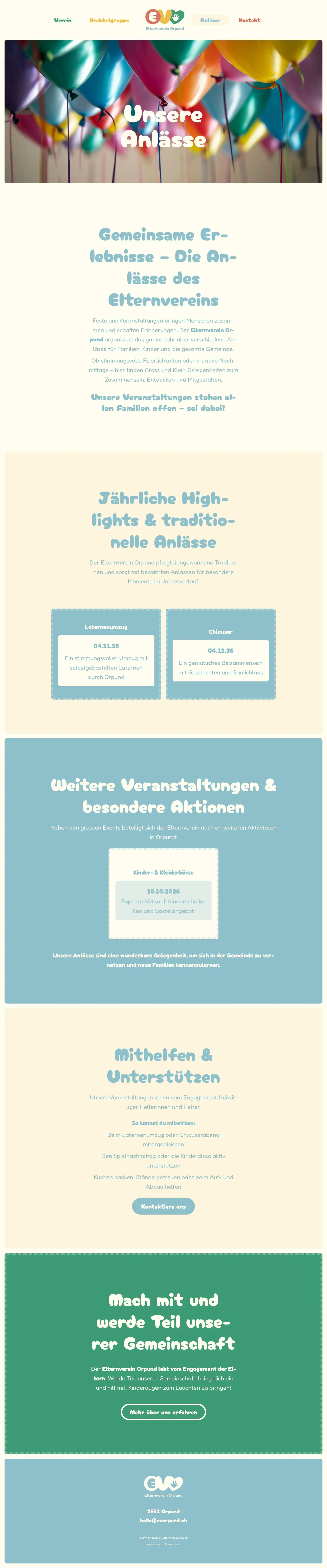 Elternverein Orpund – Anlässe