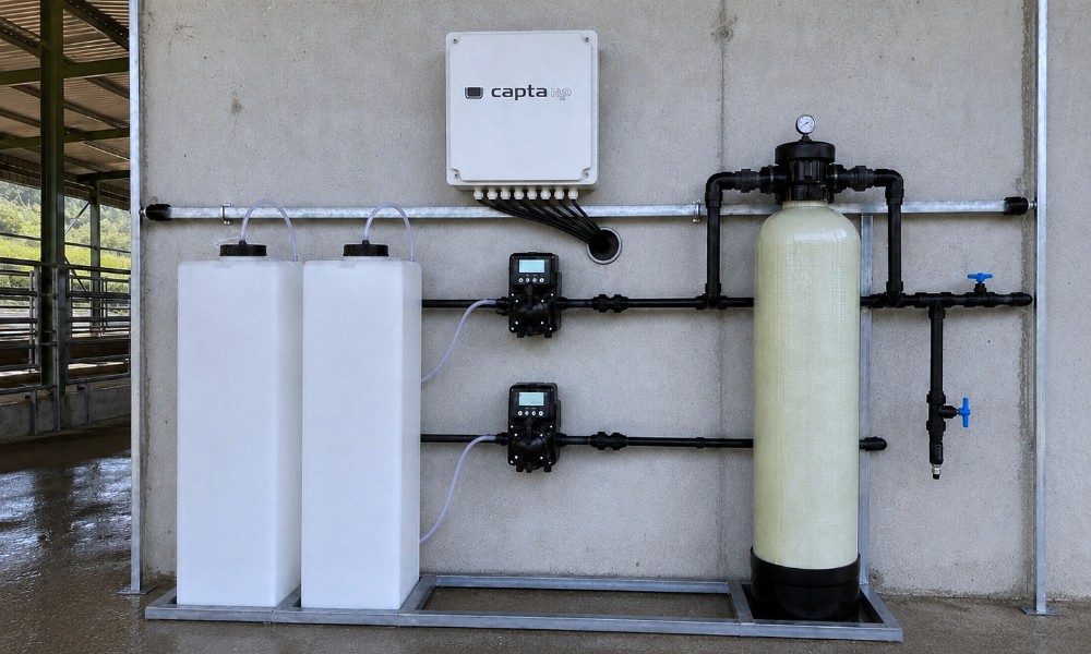 sistema industrial de refrigeração por evaporação instalado na área externa de um edifício industrial