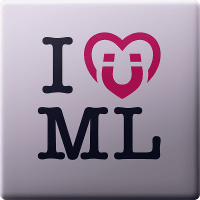 Magnet showing the text I (heart) M L