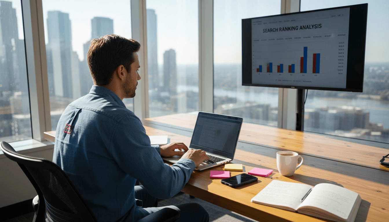 Brand manager analyzing AI search analytics