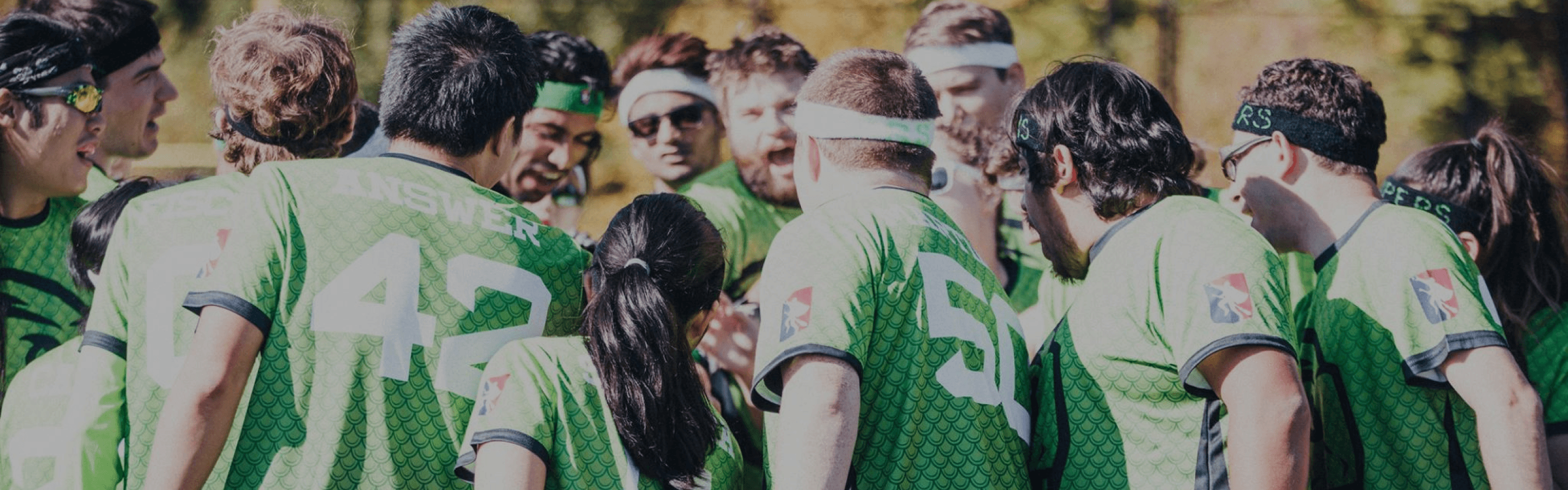 The Silicon Valley Vipers huddling up for a team cheer