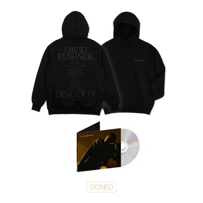 Signed Devotion vinyl and white T-shirt bundle