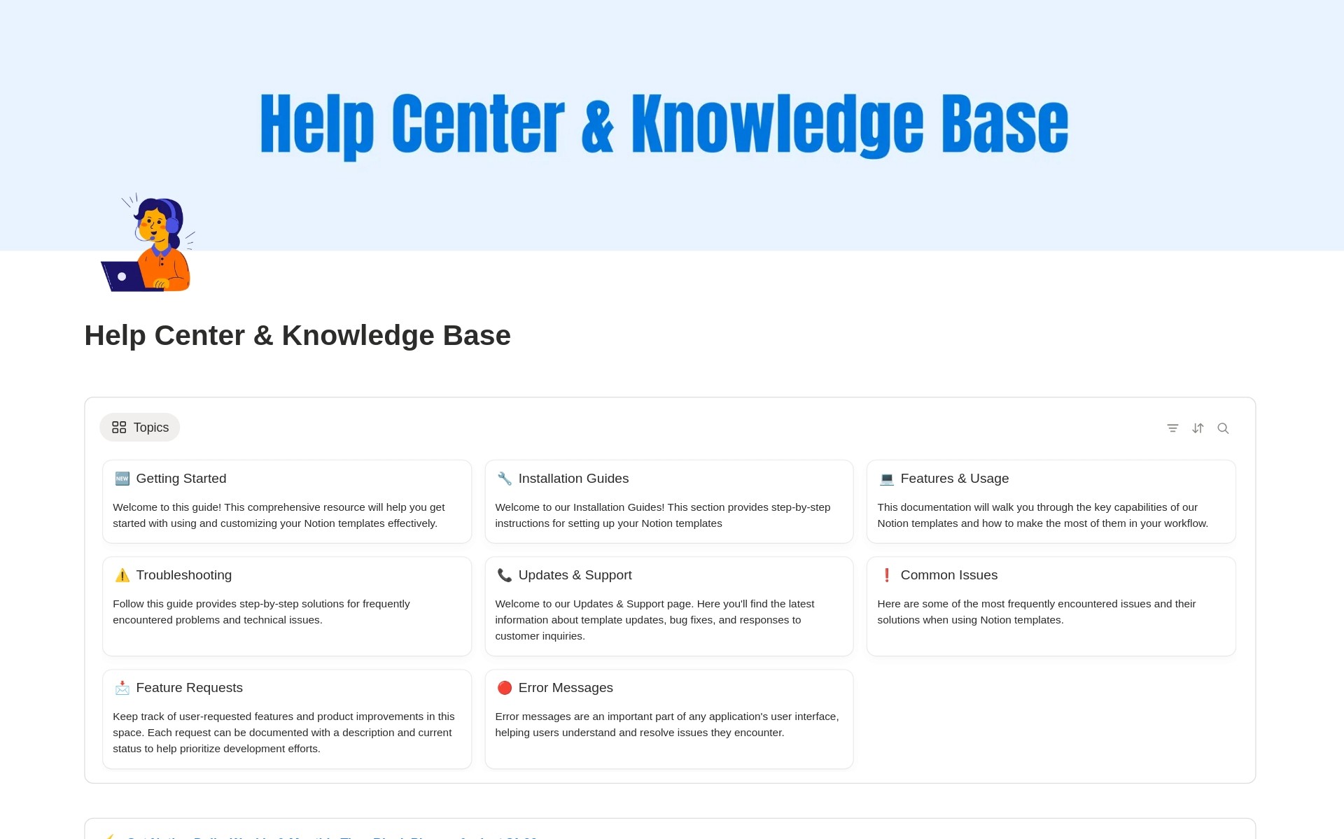 Help Center & Knowledge Base Notion Template