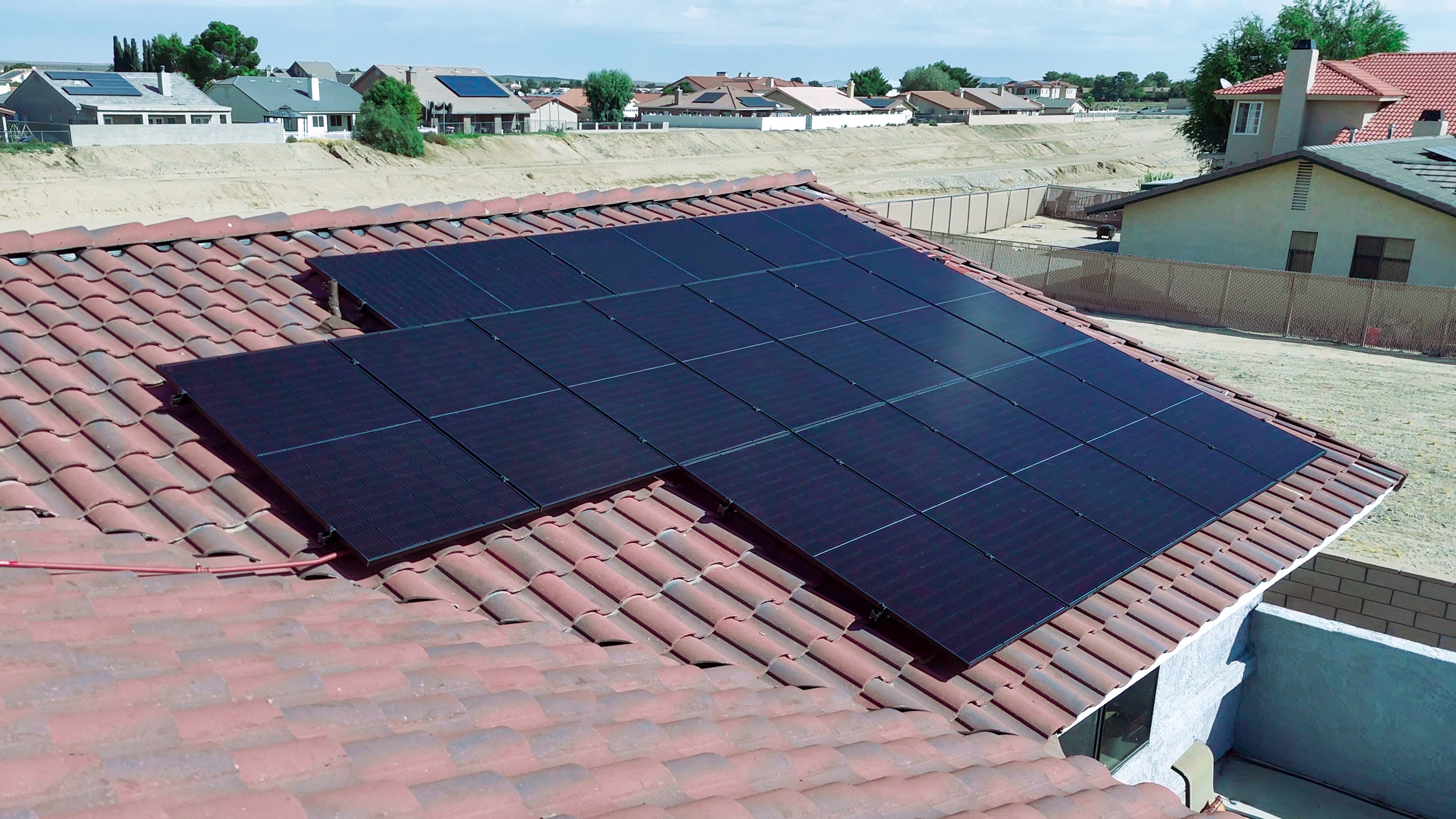Finished Option One Solar rooftop install on terracotta tile in Southern California