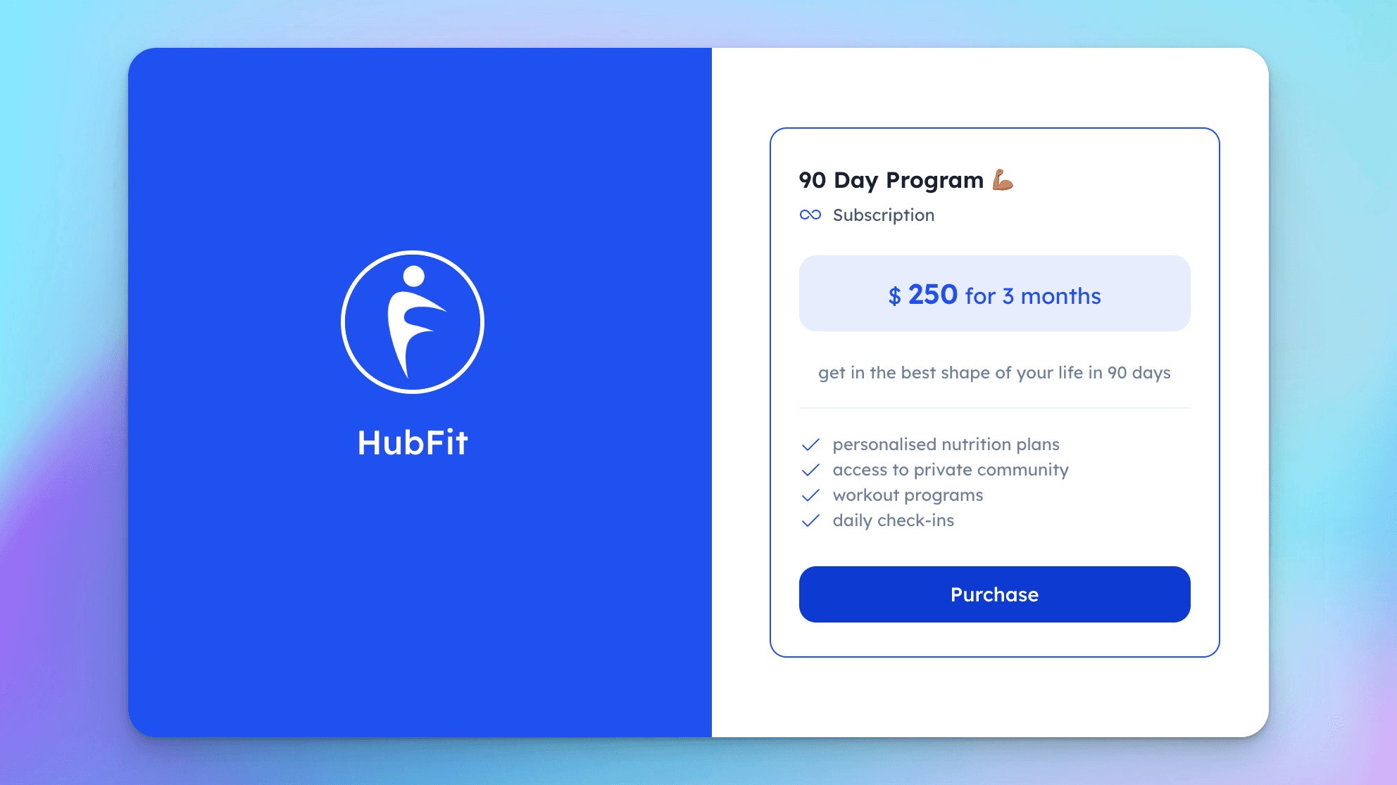 hubfit package page