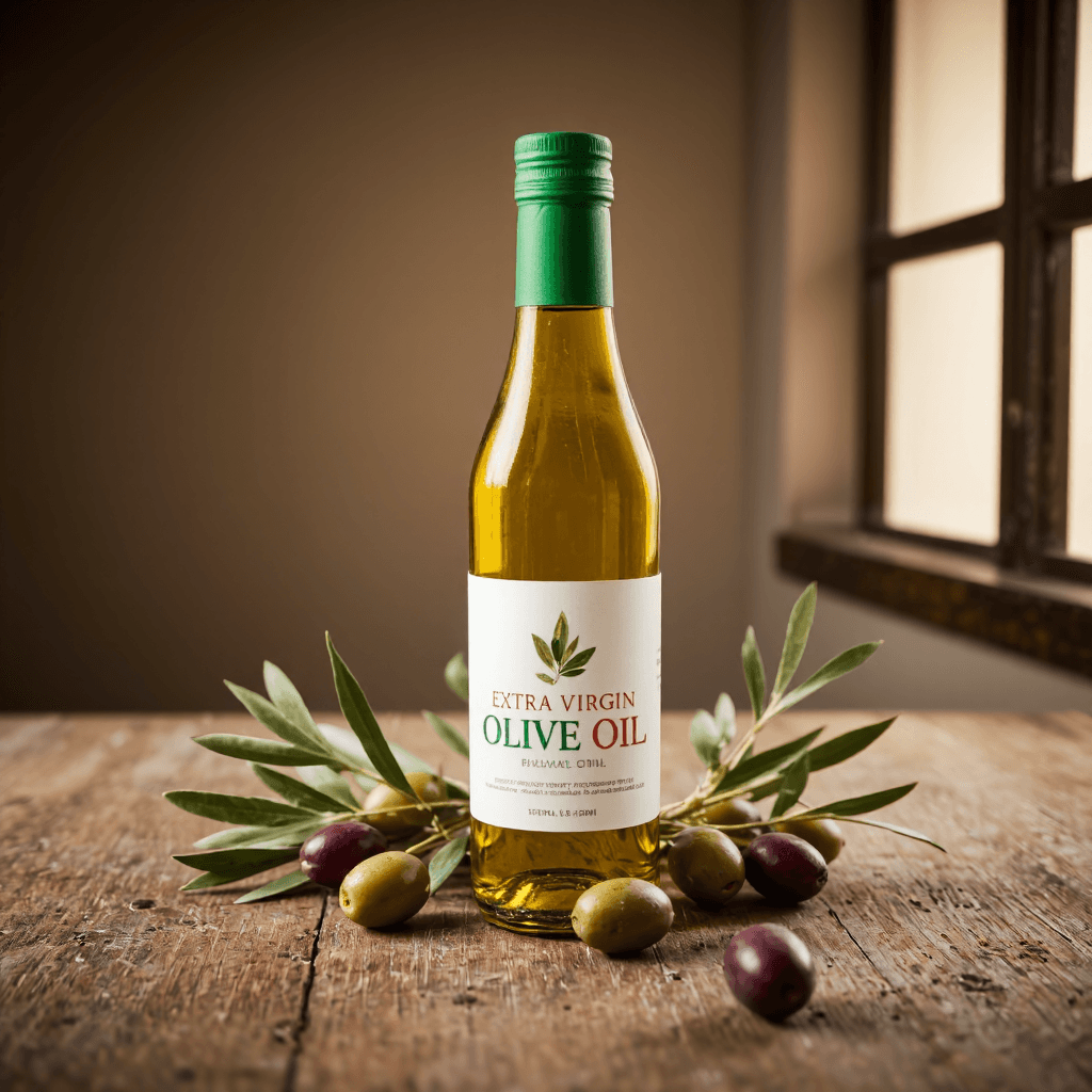 product photography of a bottle of extra virgin olive oil