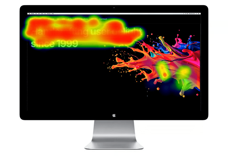 Landing page with eye tracking heat map super imposed