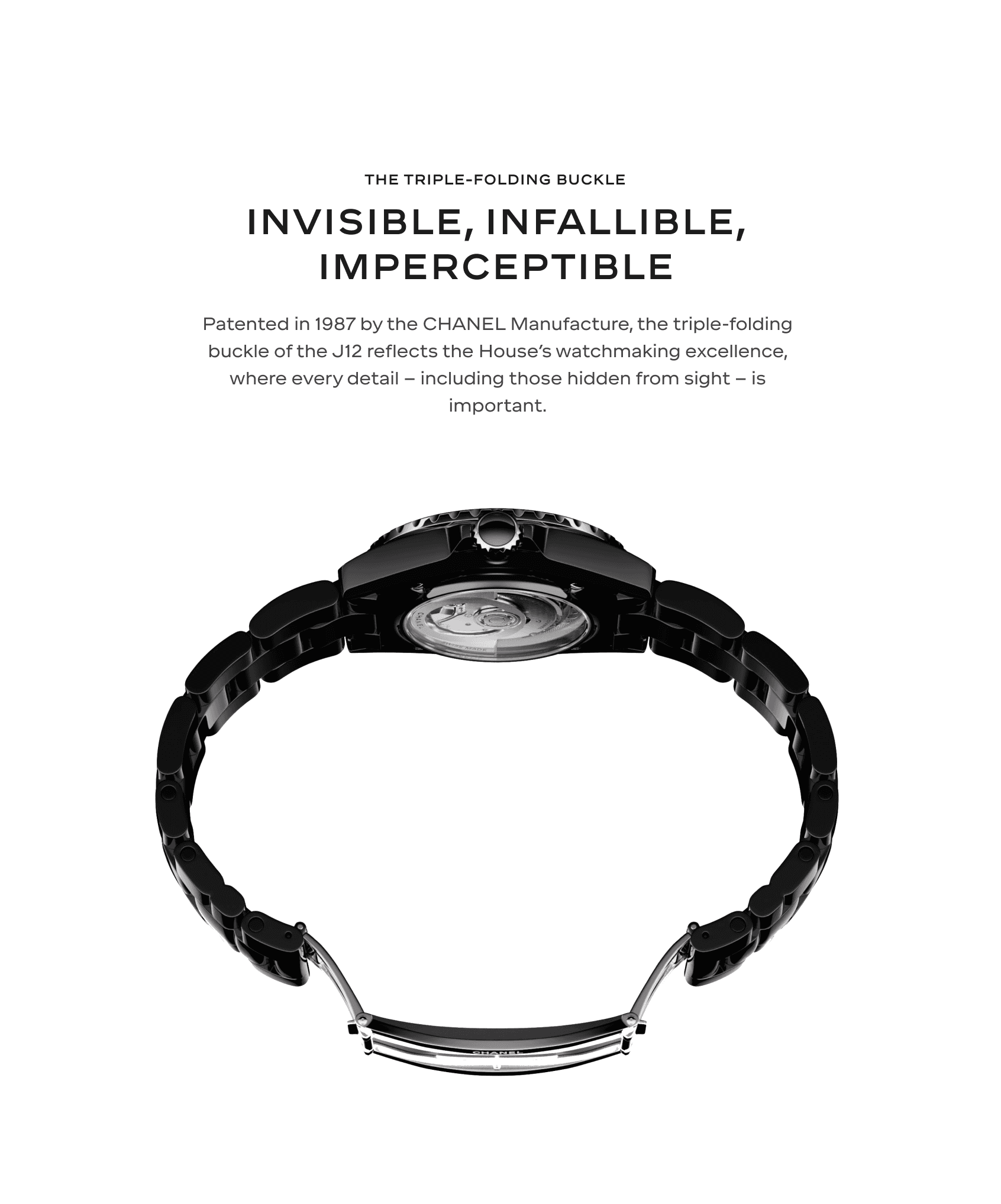 Close-up of the Chanel J12 clasp on the 2026 event website