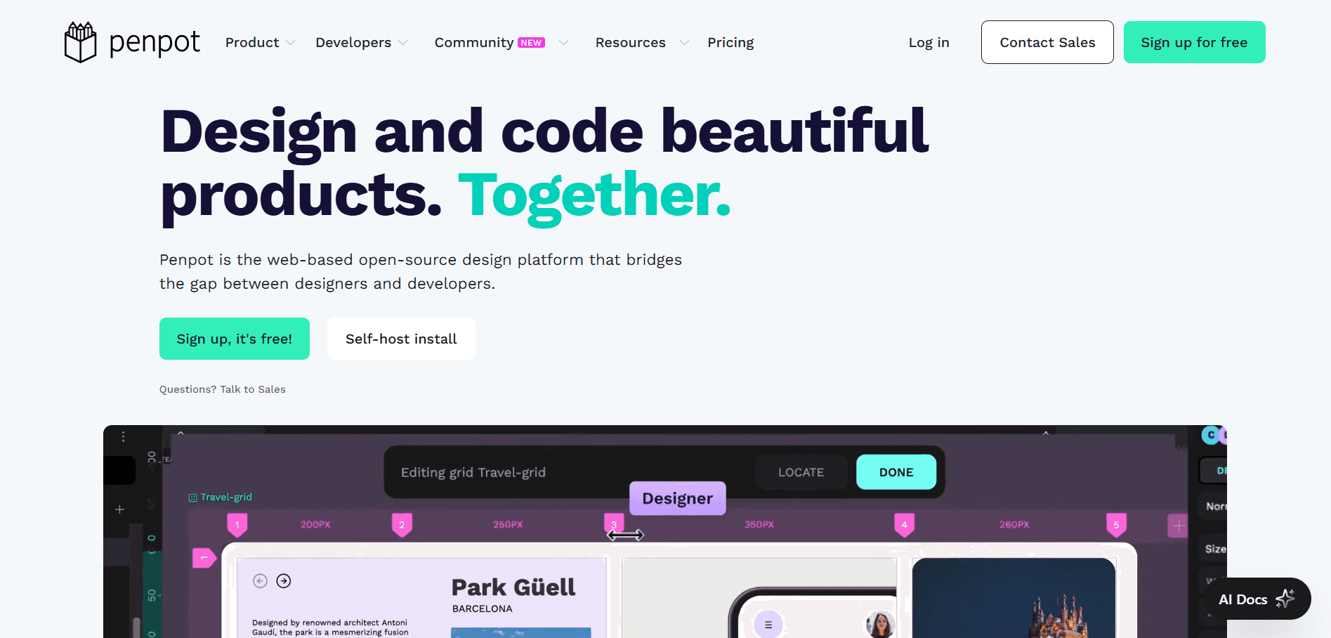 Homepage of Pen Pot prototyping tool website