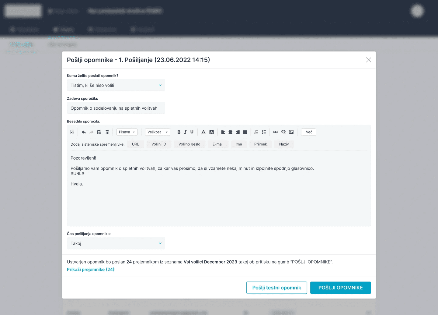 oneclickvoting - send reminder