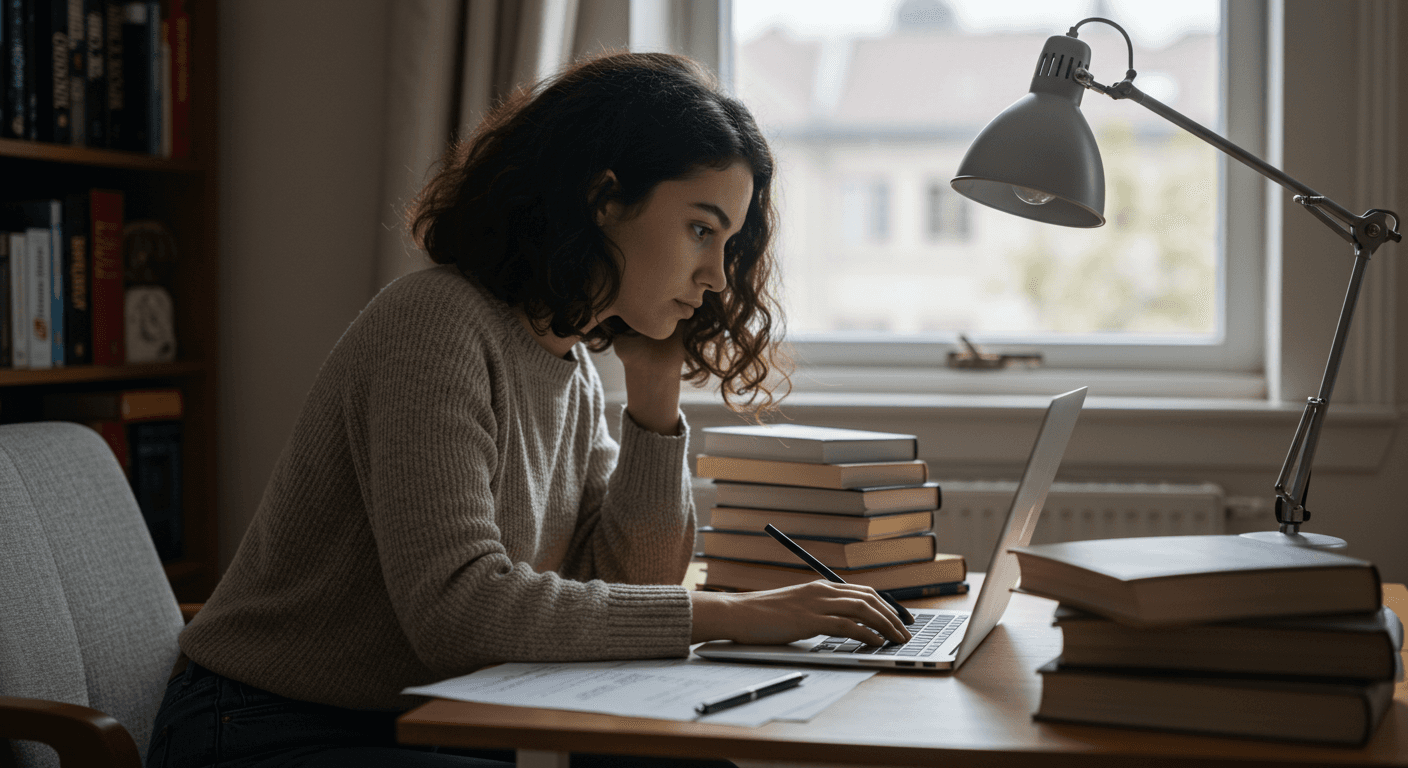 a student writing her personal statement