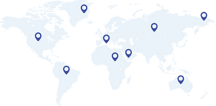 Flat map of the world with destination marks