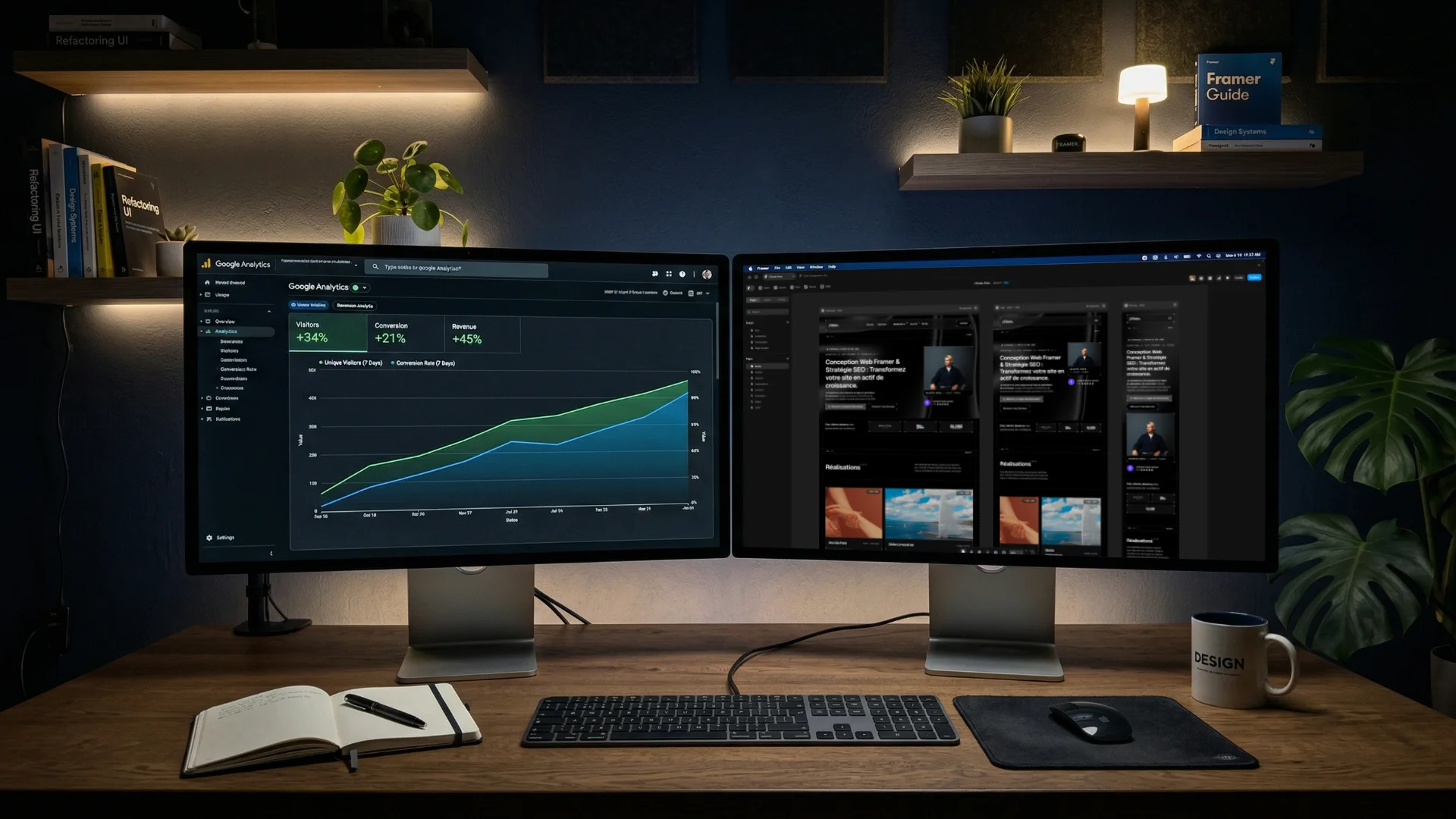 Score de performance google analytics excellent après la mise en ligne d'une refonte de site avocat.