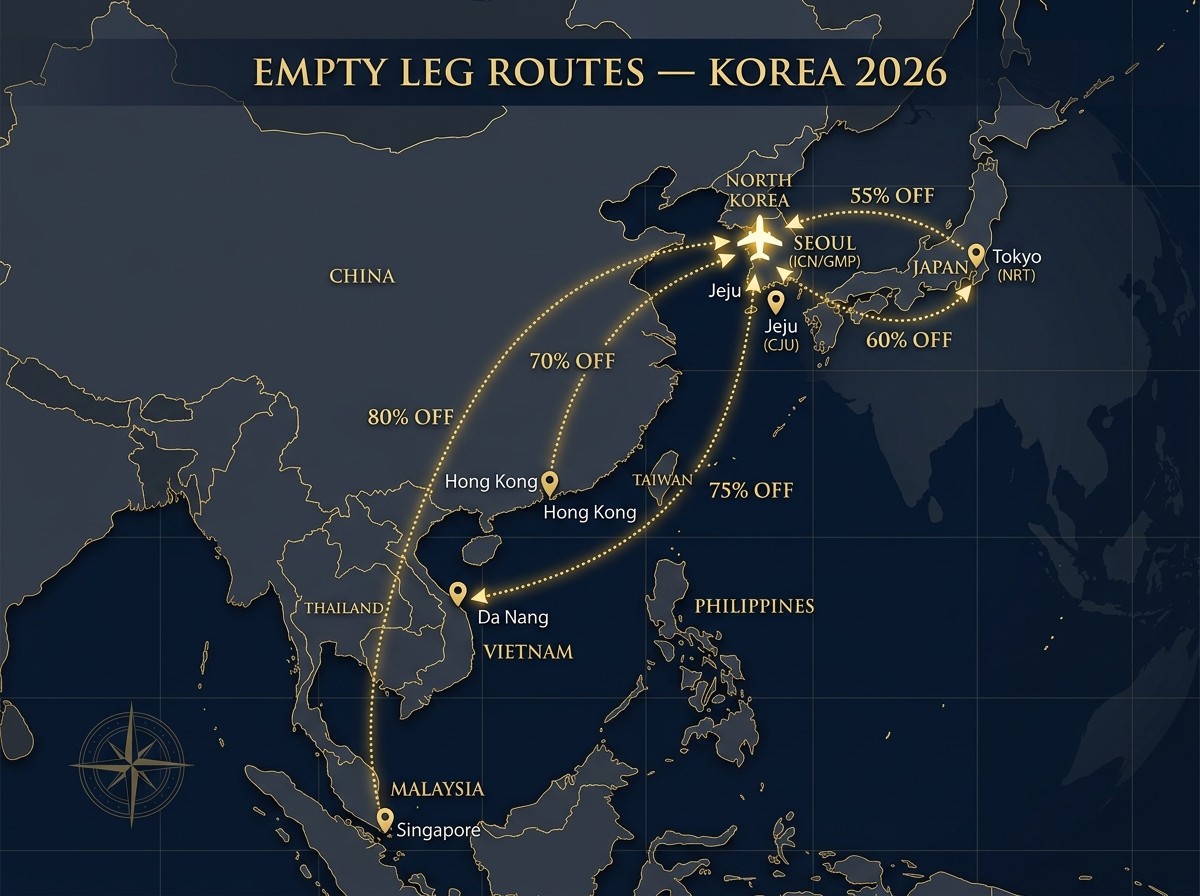 엠프티레그 전용기 절감 노선별 할인율 - 도쿄 홍콩 싱가포르 제주 다낭 회항 빈 비행