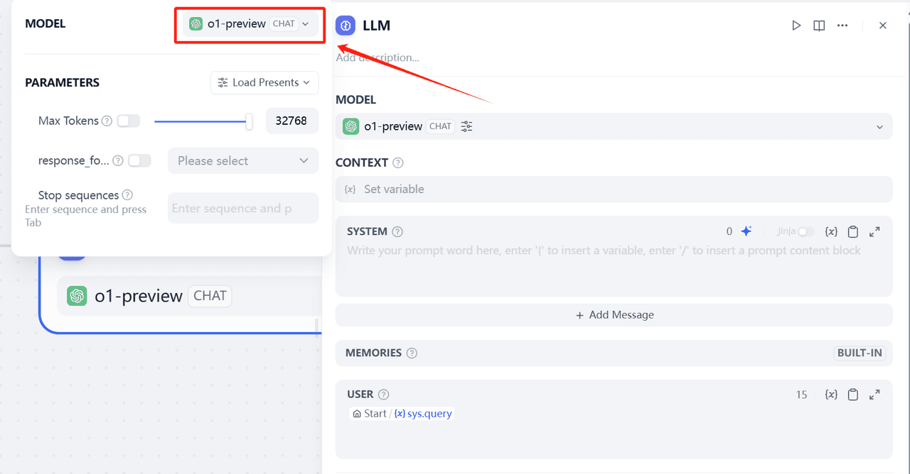 Configure OpenAI o1 model in Chatflow 