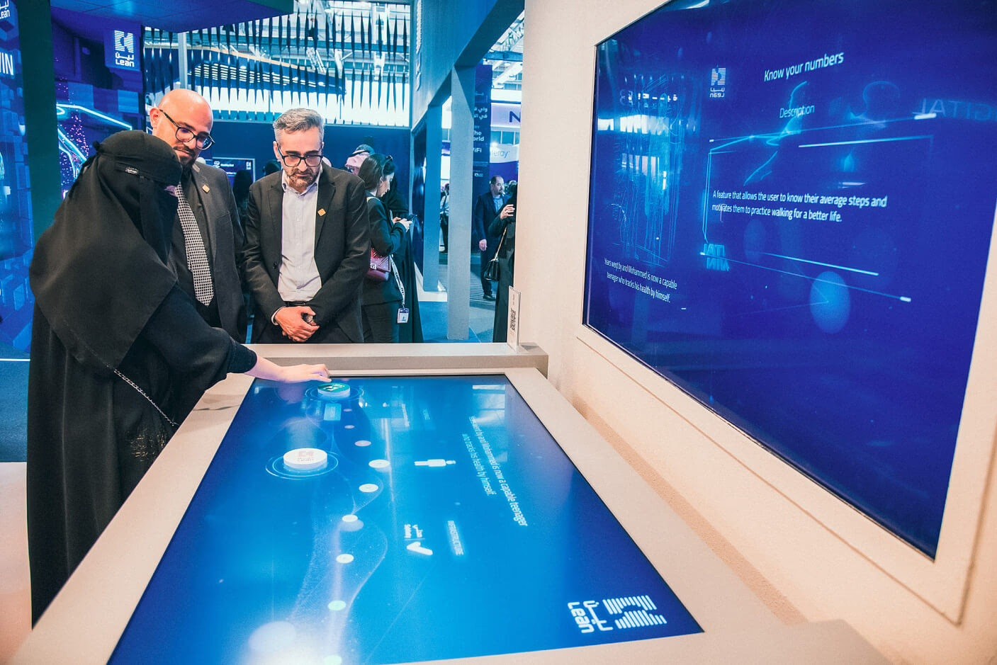 Audience engaging with Exhibition Interactive Technology for LEAN at LEAP