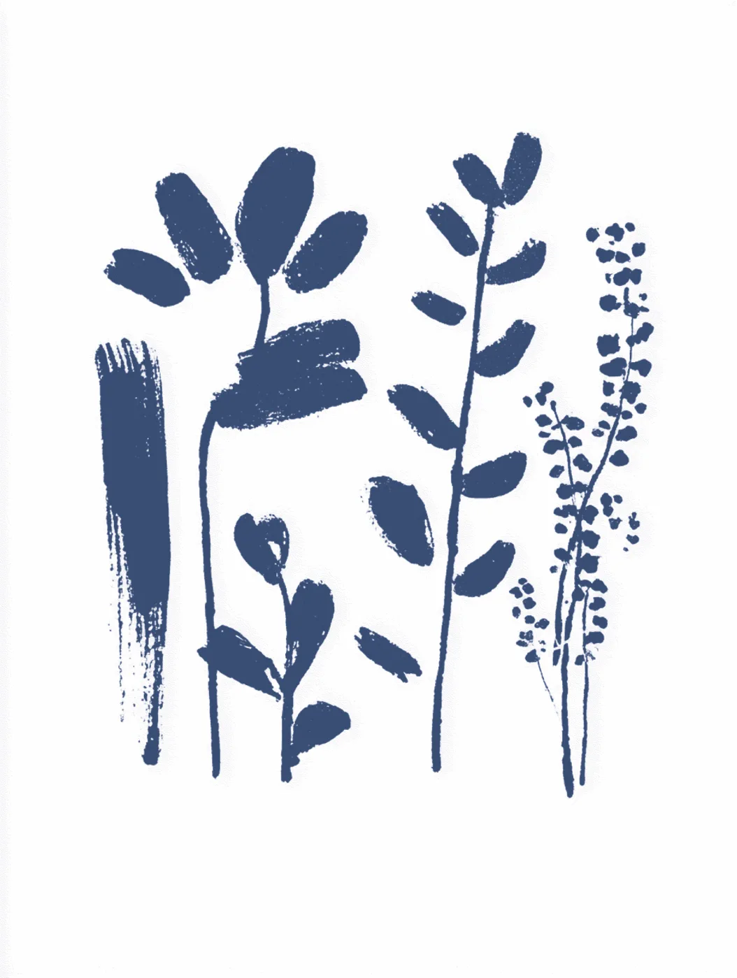 Blue plant and herb illustration