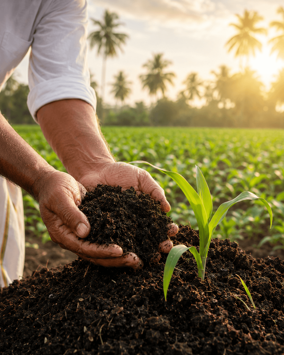 Agricultural researcher working with crop and soil samples
