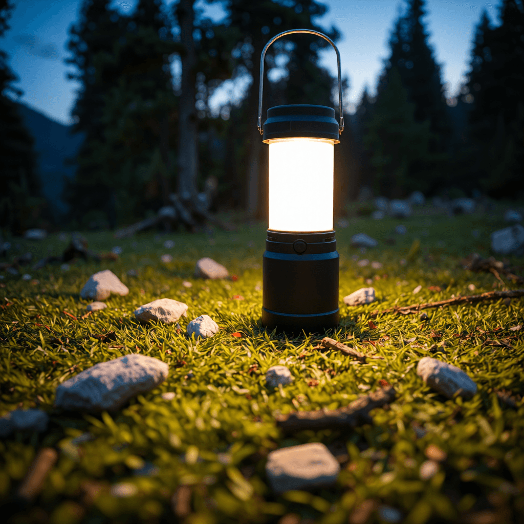 product photography of portable camping lantern