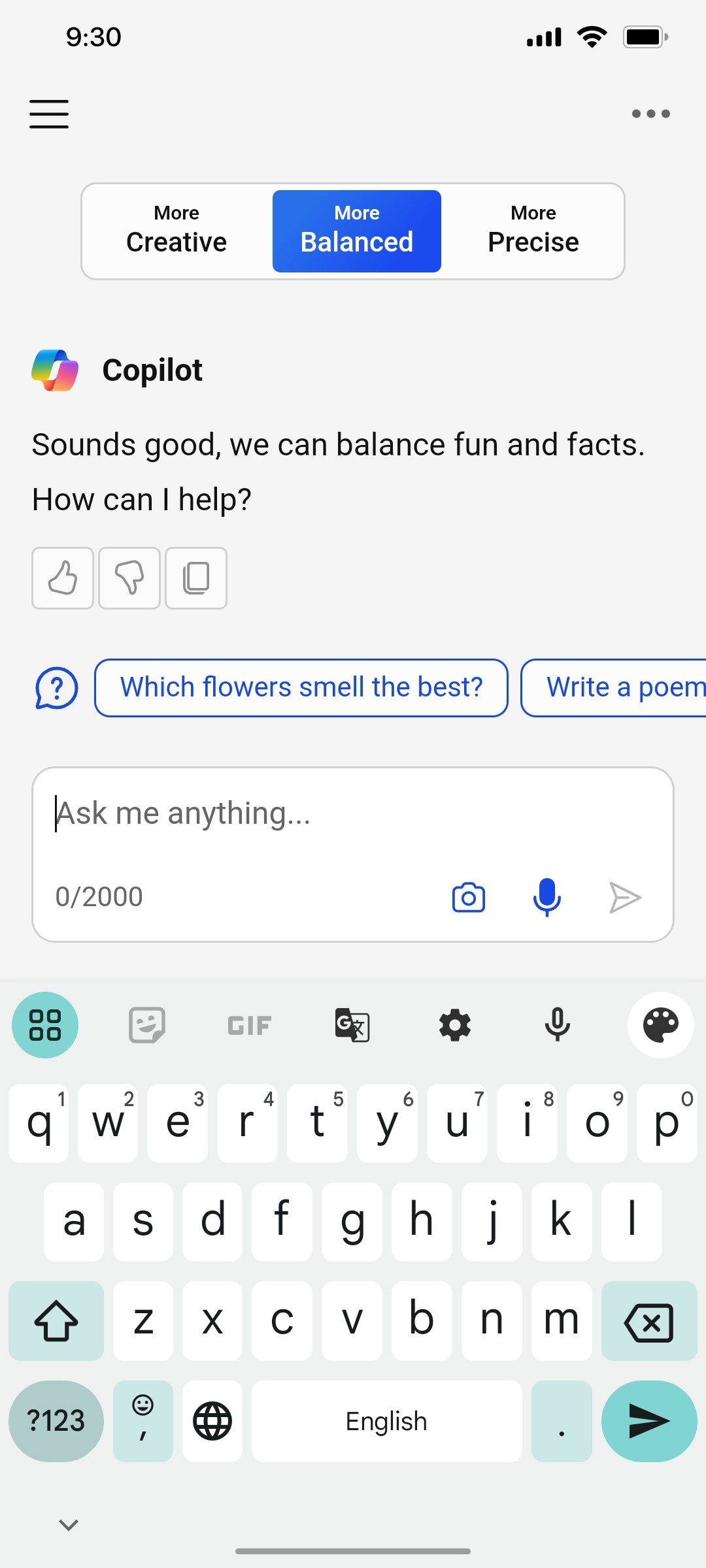 Microsoft copilot More balanced screen