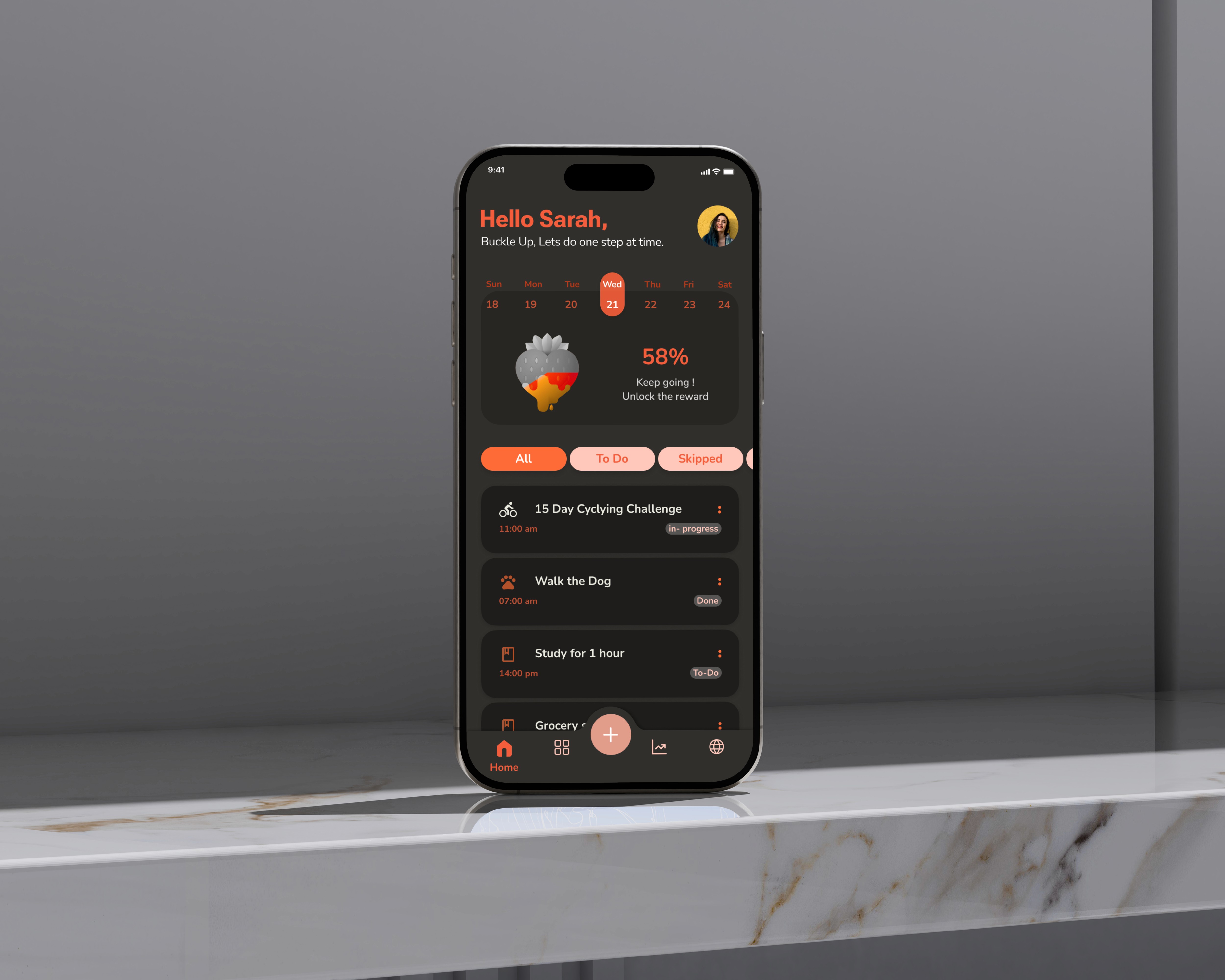 a cell phone on a bench