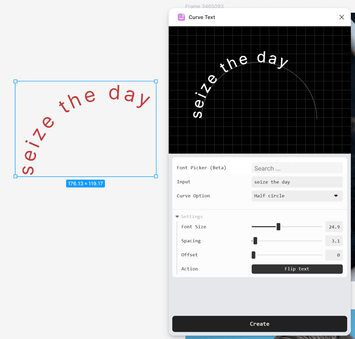 Curve Text Figma plugin