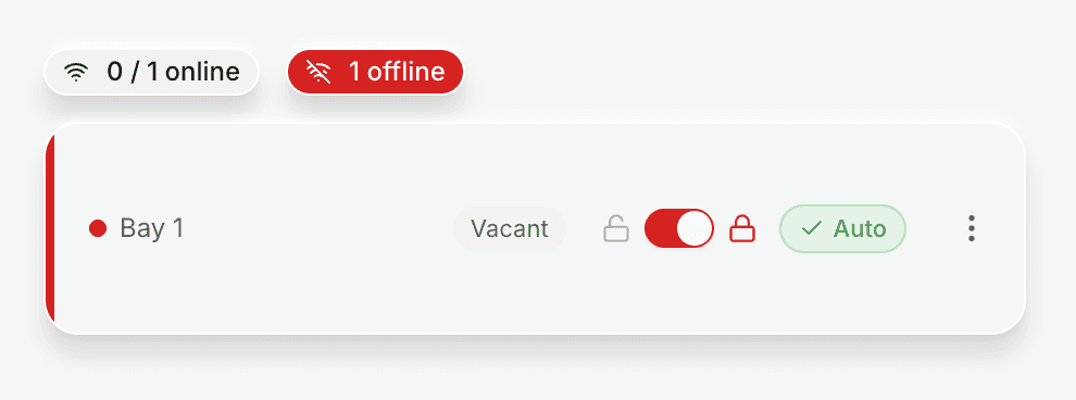 AllWedge automatic bay lock dashboard showing simulator status and booking controls