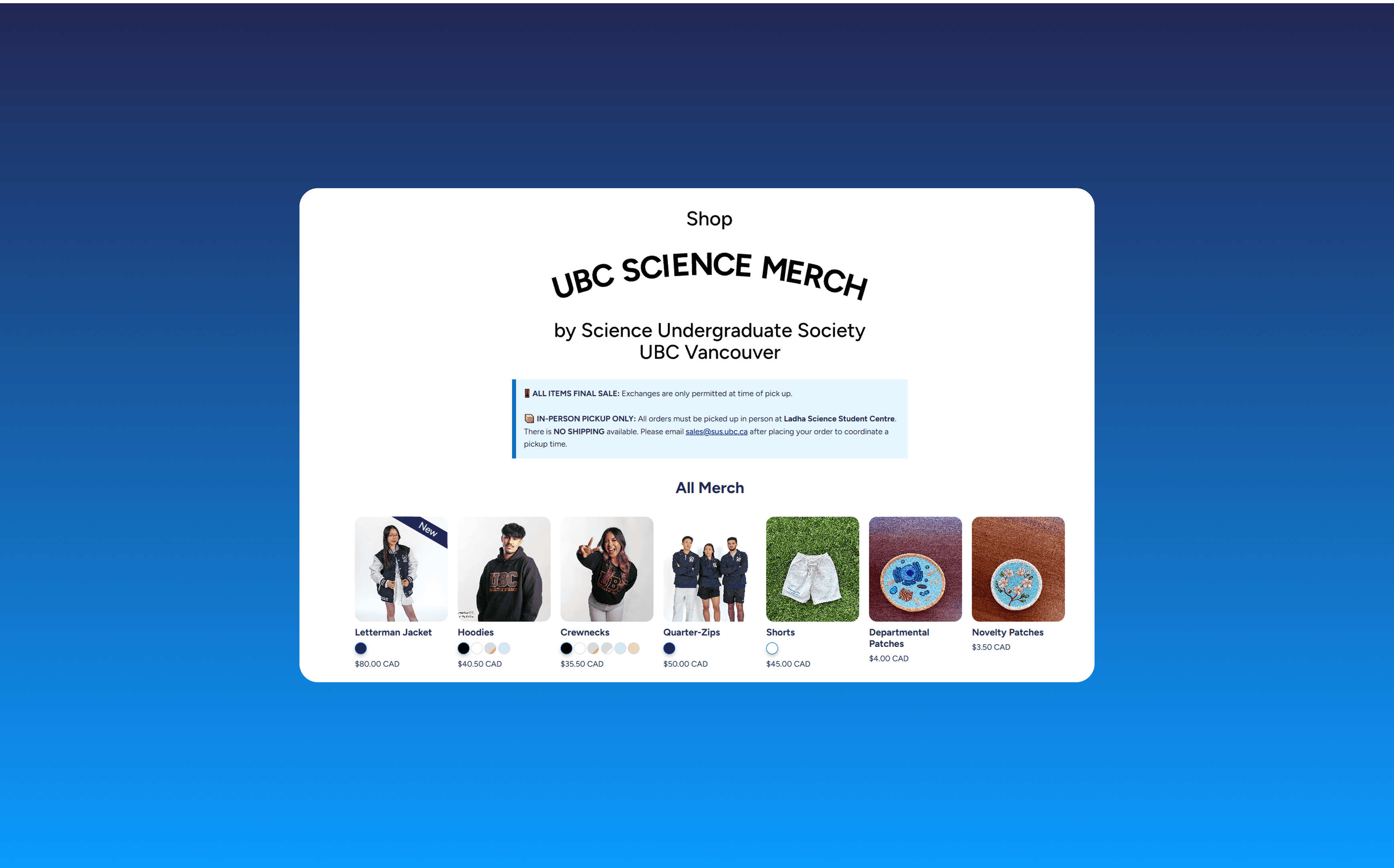 Screen from a fictional website on a purple gradient background
