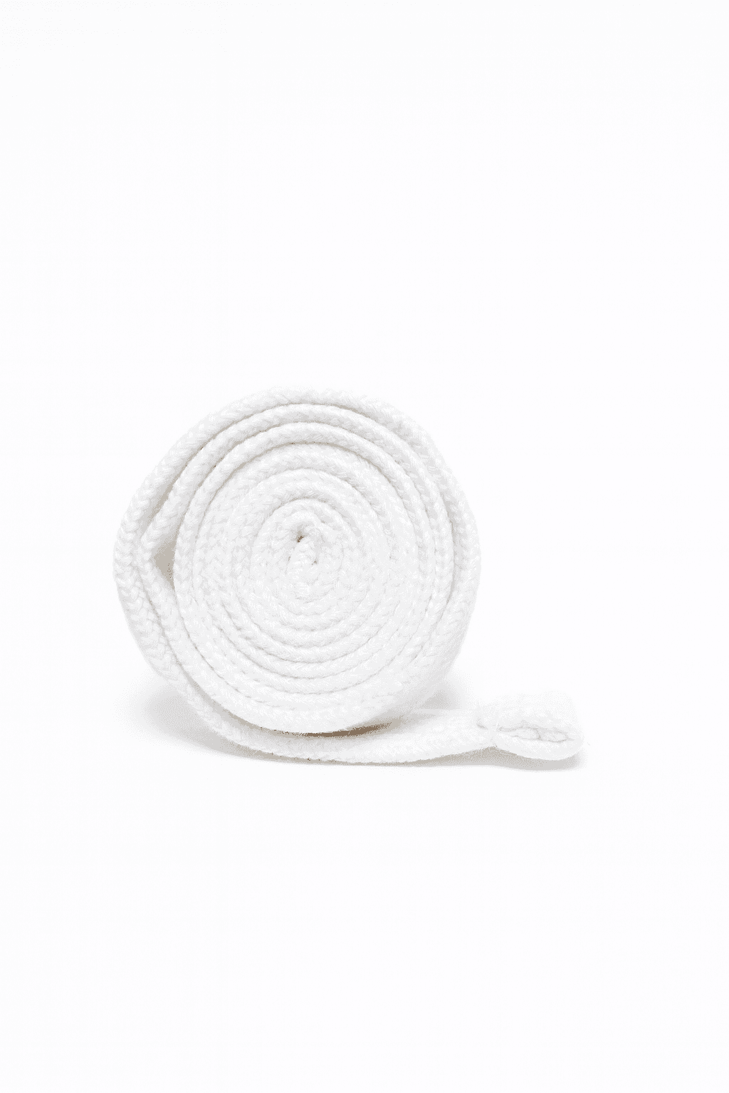 White rolled up drawstring on a white background
