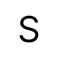 Black letter "S" on a white background.