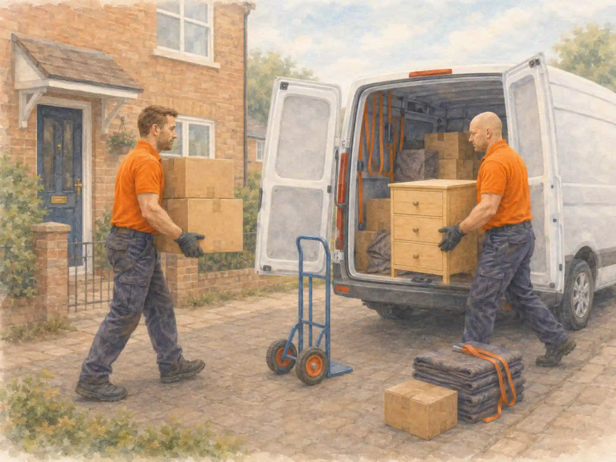 men load a van with furniture for a customer that is moving house
