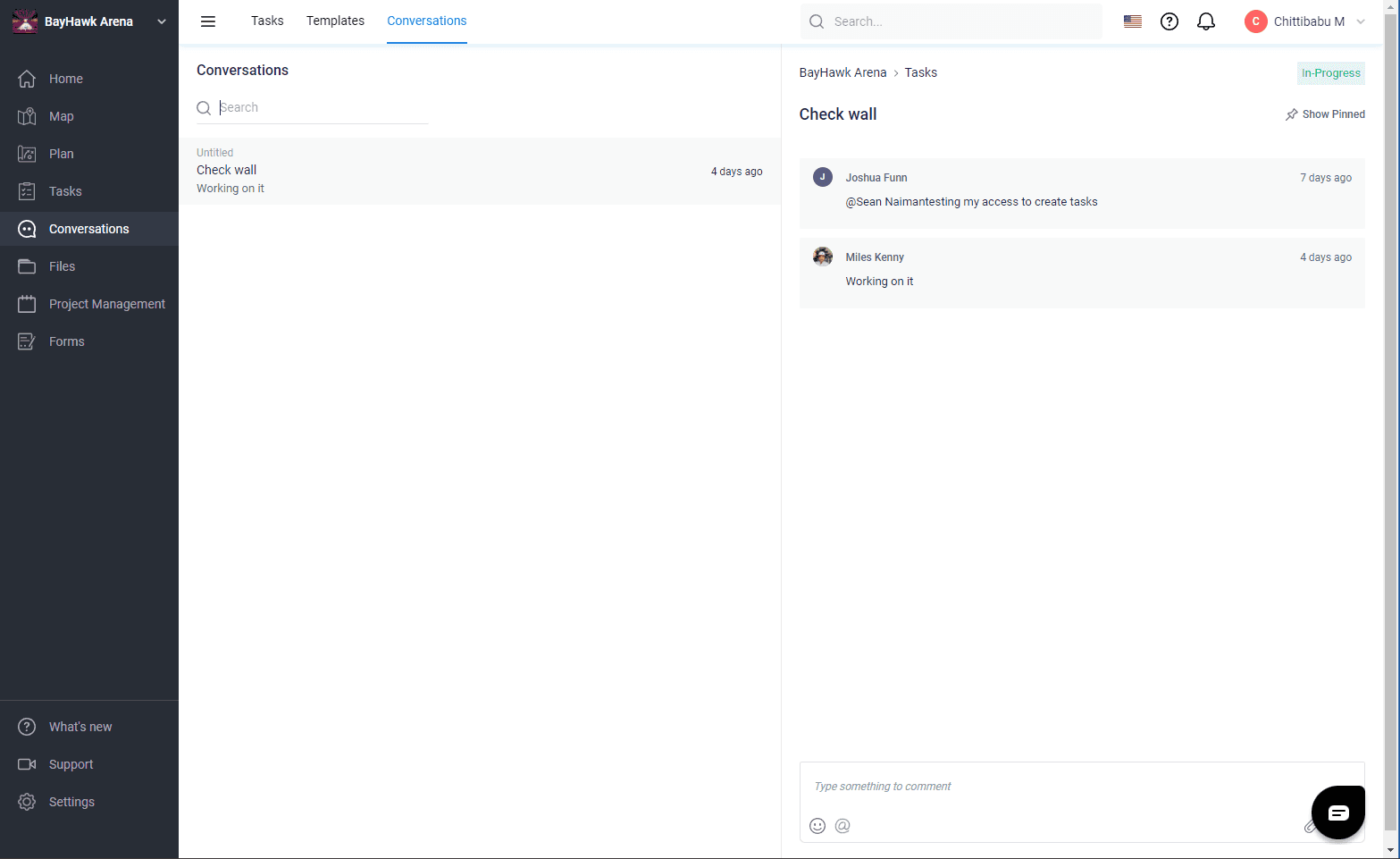 Built-in chat feature linked to each task on TaskMapper to record activity and actions, simplify collaboration, get information in real time, and share attachments to help the site crew wrap their task.